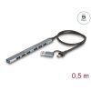 Delock 7 portový štíhlý USB Hub z USB Type-C nebo USB Typ-A na 1 x USB 5 Gbps Typ-A + 6 x USB 2.0 Typ-A