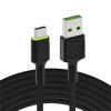 Green Cell Cable Ray USB-A - USB-C Green LED 200cm with support for Ultra Charge QC3.0 fast charging