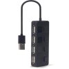 GEMBIRD USB 2.0 4portový hub s vypínači – černý