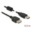 Delock Prodlužovací kabel USB 2.0 Typ-A samec > USB 2.0 Typ-A samice 0,5 m černý