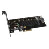 AXAGON PCEM2-DC, PCIe x4 - M.2 NVMe M-key + SATA B-key slot adaptér, chladič, LP
