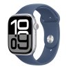 Apple Watch Series 10 GPS 46mm Stříbrný hliník s denimovým sportovním řemínkem - M/L