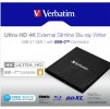 VERBATIM externí mechanika Ultra HD 4K Blu-ray External Slimline Writer (USB 3.1, USB-C) + zdarma 25GB médium +NERO