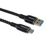 Kabel USB-C - USB 3.0 A (USB 3.2 gen.1, 3A, 5Gbit/s) bavlněný oplet a hliníkové konektory 2m