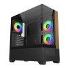 Cooler Master case Elite 690 Wood, ATX, Průhledná bočnice, 3x 120mm ARGB Fan, Černá