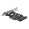 Delock PCI Express x4 Karta na 3 x USB Type-C + 2 x USB Typ-A - SuperSpeed USB 10 Gbps - Low Profile
