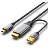 Kabel HDMI2.0 na USB-C pro monitory s USB-C konektorem, 4K@60Hz,1080p Aluminium 2m