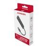 AXAGON HUE-MSA, 4x USB 3.2 Gen 1 SWITCH hub, kovový, micro USB nap. konektor, kabel USB-A 20cm