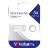 VERBATIM Flash Disk 64GB Metal Executive, USB 2.0, stříbrná