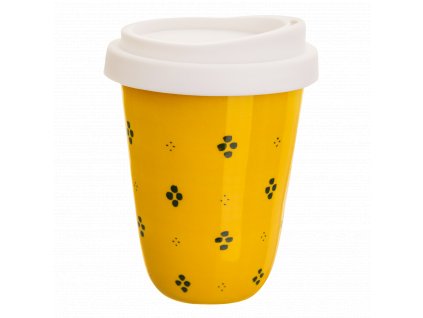 Pohárek na kávu s sebou čtyřpuntík zelený na žluté