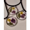 Květinový přívesek na krk Fialová
