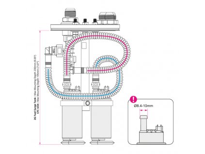 Instalační sada pro in-tank palivové pumpy, dvě pumpy 8,4-10mm