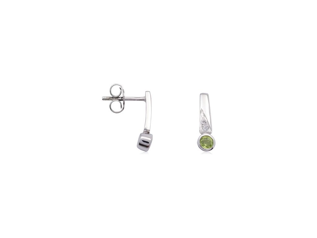 Zlaté náušnice s přírodními peridoty a diamanty