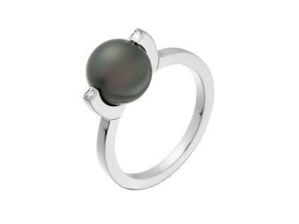Zlatý prsten s přírodní tahitskou perlou a diamanty
