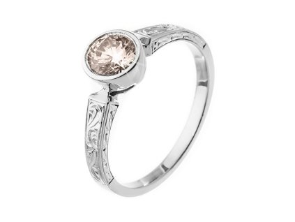 Zlatý prsten s přírodním diamantem champagne