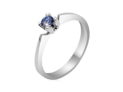 Zlatý prsten s přírodním modrým safírem