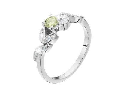 Zlatý prsten s přírodním peridotem a diamanty