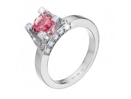 Zlatý prsten s přírodním turmalínem a diamanty