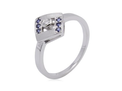 Zlatý prsten s přírodními safíry a diamantem