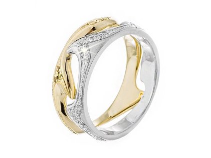Zlatý prsten s přírodními diamanty