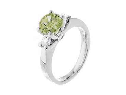 Zlatý prsten s přírodním peridotem a diamanty