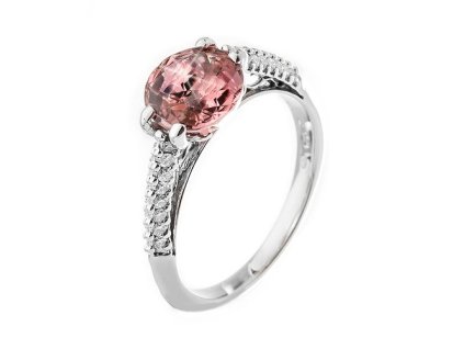 Zlatý prsten s přírodním turmalínem a diamanty