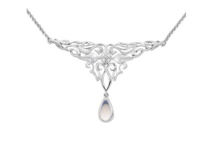 Zlatý náhrdelník s měsíčním kamenem a diamanty