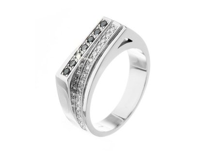 Prsten s přírodními černými a čirými diamanty