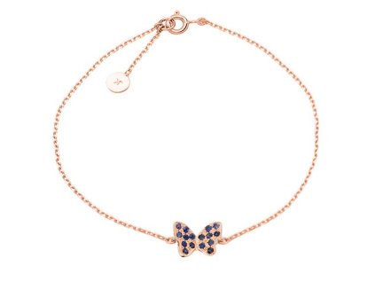 Zlatý náramek motýlek s přírodními safíry