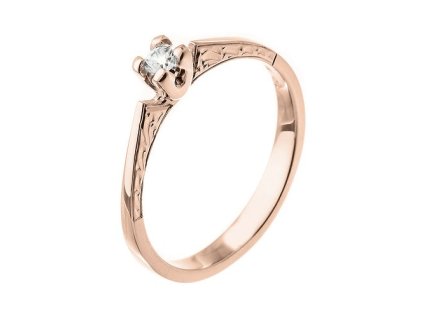 Zlatý prsten s přírodním diamantem a rytinou