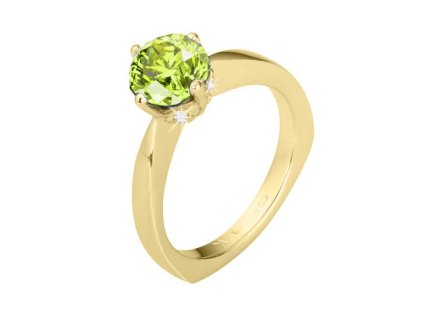 Zlatý prsten s přírodním peridotem a diamanty