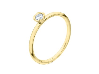 Zlatý prsten kytička s přírodním diamantem