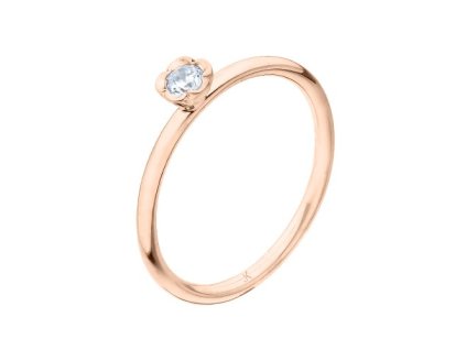 Zlatý prsten kytička s přírodním diamantem