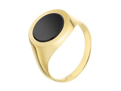 Zlatý pánský prsten s přírodním onyxem