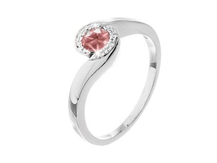 Zlatý prsten s přírodním růžovým turmalínem a diamanty