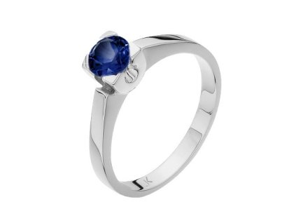 Zlatý prsten s přírodním modrým safírem