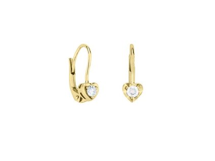 Zlaté náušnice srdíčka s přírodními diamanty