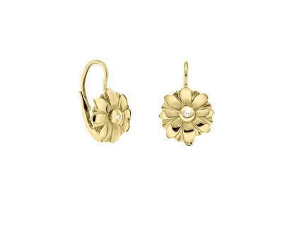 Zlaté náušnice kytičky s přírodními diamanty