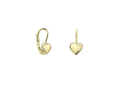 Zlaté dětské náušnice srdíčka s ornamenty