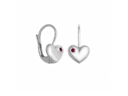 Zlaté náušnice srdíčka s přírodními rubíny