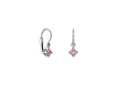 Zlaté dětské náušnice s přírodními růžovými safíry
