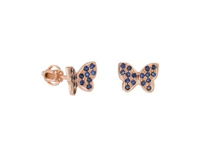 Zlaté náušnice motýlci s přírodními safíry