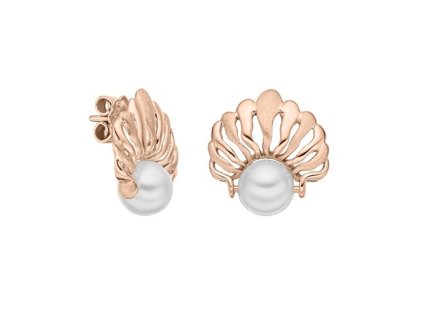 Zlaté náušnice s přírodními bílými perlami