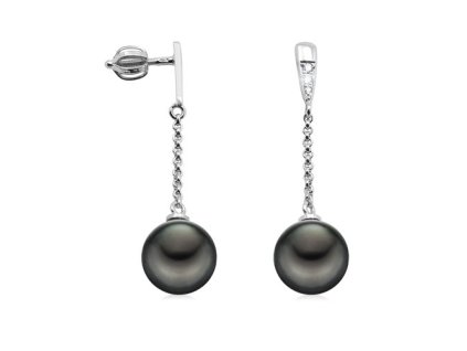 Zlaté visací náušnice s přírodními tahitskými perlami a diamanty