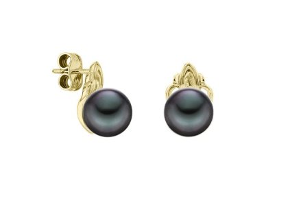Zlaté náušnice s přírodními tahitskými perlami