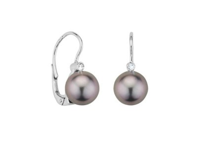 Zlaté náušnice s přírodními tahitskými perlami a diamanty