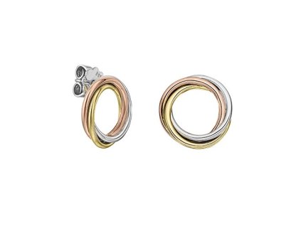Zlaté náušnice tříbarevné kroužky