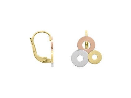 Zlaté náušnice tříbarevné s kroužky