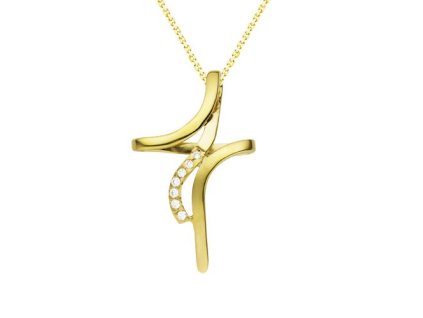 Zlatý přívěsek kříž s přírodními diamanty