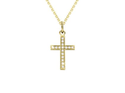 Zlatý přívěsek kříž s přírodními diamanty
